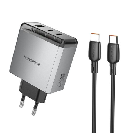 Cargador Borofone BN22 Lena GAN 65w 2xUSB Tipo C 1xUSB Tipo A